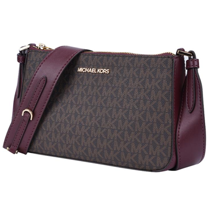New MICHAEL KORS Jet Set PVC Crossbody Bag Shoulder Bag Small Size Women's Brown & Burgundy 35S1GTVC3B-MERLOT