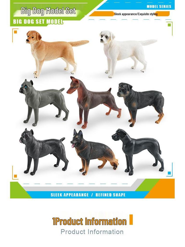 Shepherd, Rottweiler, Labrador, Cane Corso, Great Dane Dog Figurine Set