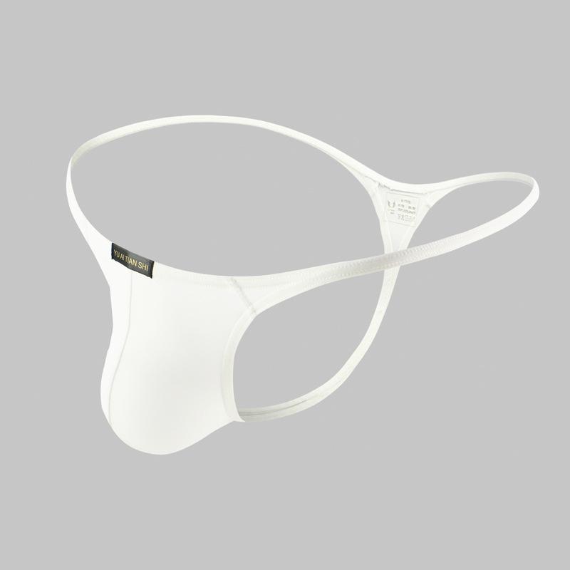 Low Rise G-String Men Sexy Underwear Bulge Pouch T-Back Thongs Ice Silk Underpants Gay Erotic Panties Soft Knicker Bikini Trunks