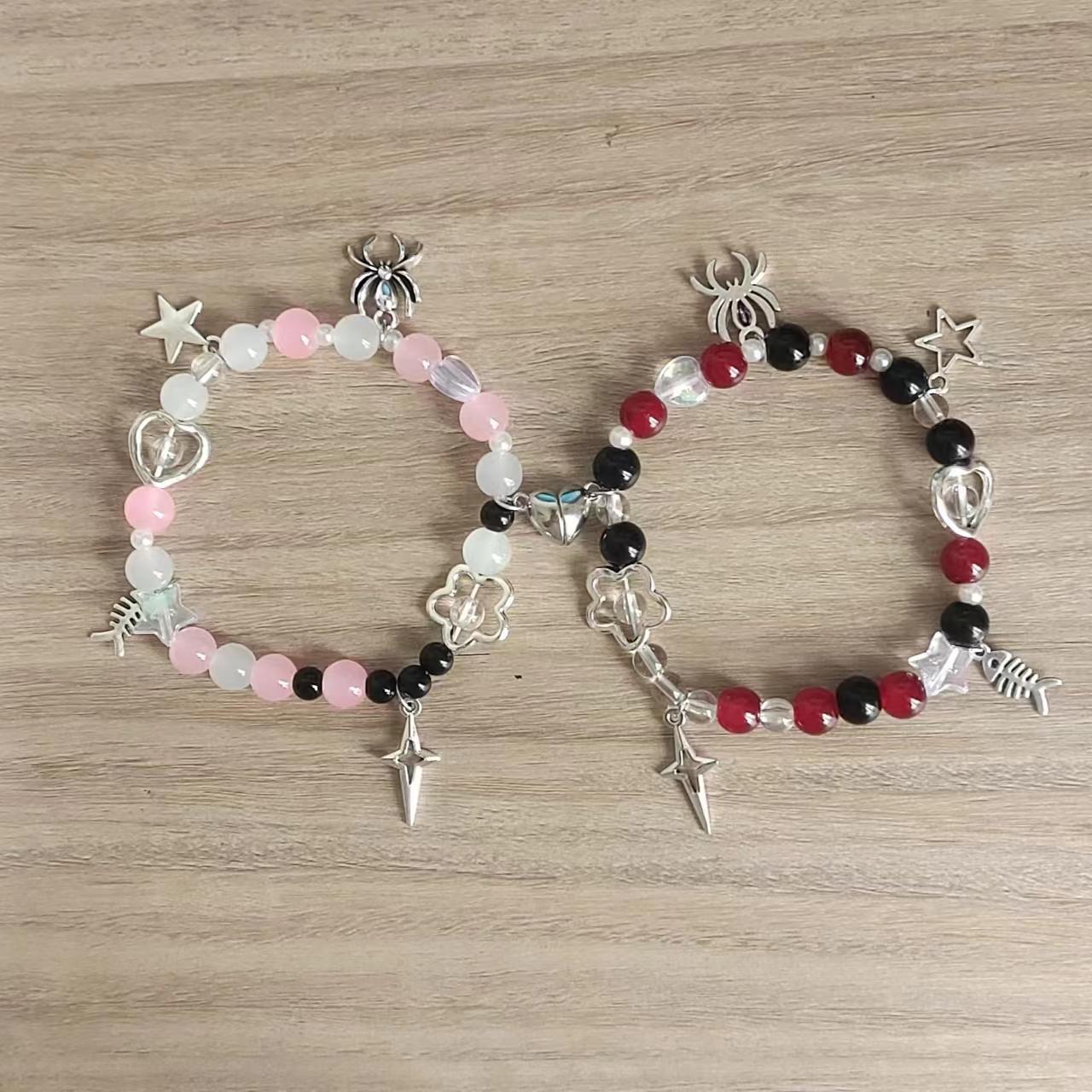 

Парные браслеты из бисера Майлза Моралеса и Гвен Стейси, эстетика 2000 года, кокетка, подарок для нее, паук