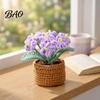 Multi Color Crochet Flower Pot Crocheted Potted Plant, Artificial Yarn Ornament, Vibrant Multi-color No Maintenance Fake Flowers Knitted Desktop Plant