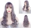 Women Bangs Big Waves Long Hair Lavender Synthetic Hair Daily Wear Personality