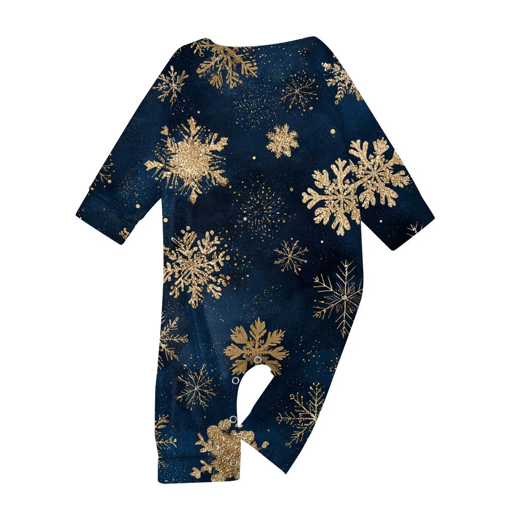 Set haine de casă de Crăciun cu gât rotund imprimat, mâneci lungi și pantaloni lungi pentru părinți și copii