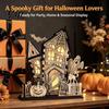 Nádherná trojrozměrná dřevěná řemesla 3D halloweenská vesnice strašidelný dům figurka, strašidelný rozsvěcující se dřevěný hrad ozdoba dekorace atmosféry večírku s