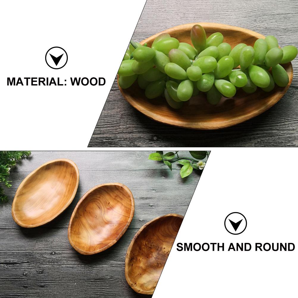 Decorative Tray Restaurant Oval Food Wooden Plate Practical Fruit Serving Dish Solid Simple Dried Snacks Storage