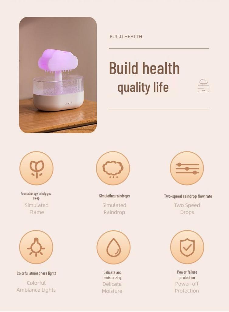 USB Rain Cloud Humidifier: Aromatherapy Diffuser with Seven-Color LED for Home and Bedroom