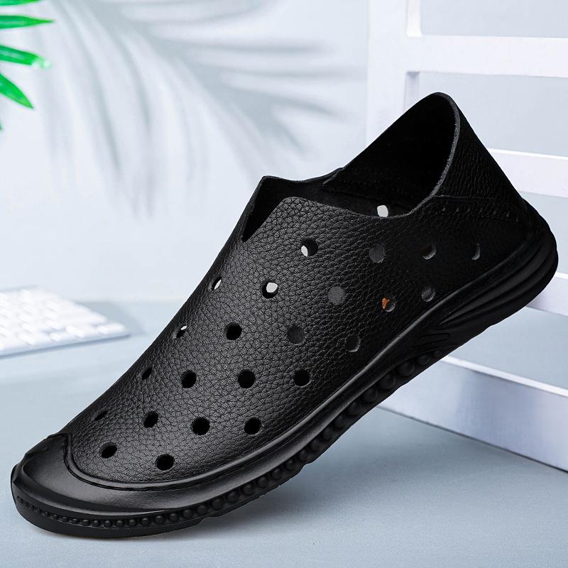 Fashion New 2024 Summer Loafers Shoes Breathable Men Casual Shoes Comfy Luxury Sandals Men's Shoes Hollow Out Slip On Office Footwear