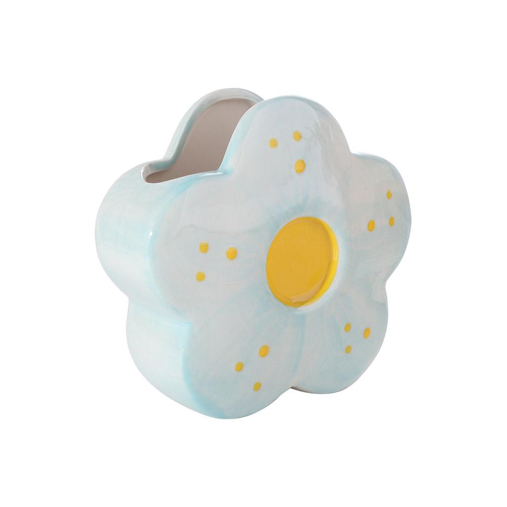 Multi-functional Ceramic Flower Shaped Vase Desktop Ornament Colorful Pen Container Makeup Brush Holder Storage Tank
