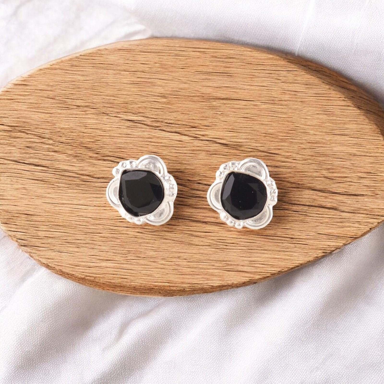 

Серьги из натурального черного оникса, серебро 925 пробы с клеймом, украшения ручной работы, подарок на годовщину EE-159-17