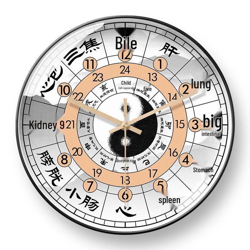 TCM Health Wall Clock with Auto Time Correction & Earthly Branches