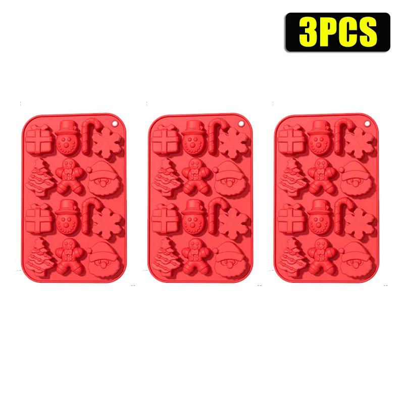 1-20PCS Christmas Tree Silicone Molds Santa Snowman Gingerbread Mold for Candy Jelly Baking Holiday Kitchen Crafts