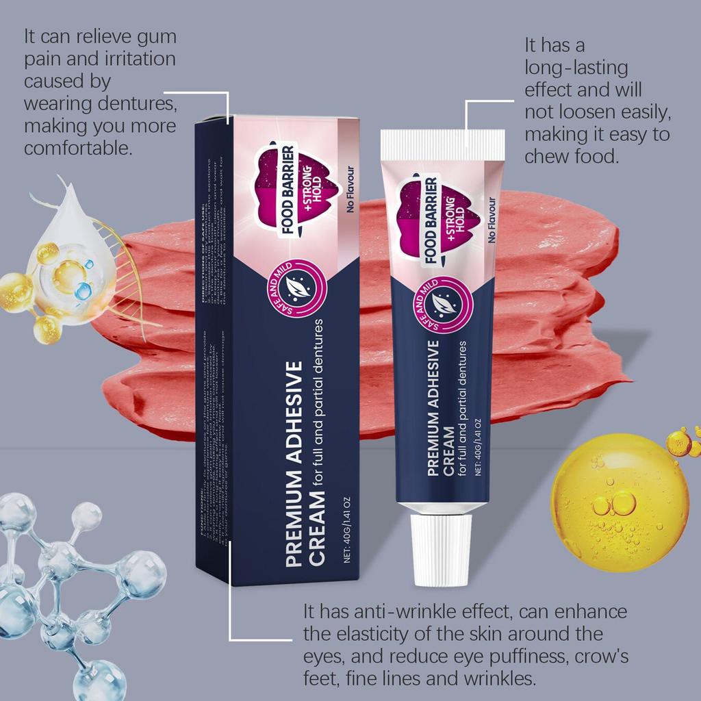 Denture Adhesive Retainer Bonding Cream 40g Thermoplastic Denture Adhesive for Temporary Fix Daily Care Women Men Seniors Teeth