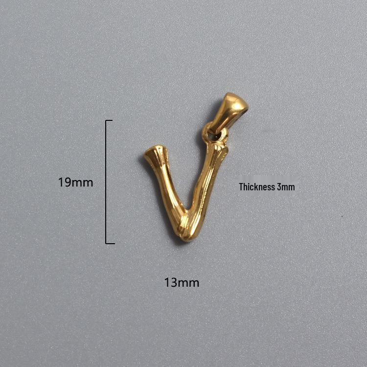 French Bamboo Joint Gold Letter Pendant Necklace - Retro Clavicle Chain Style for Women