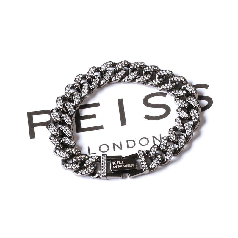 

Cuban Link Chain Bracelet Men s Fashion Brand European and American Hip-hop American High Sense Boys Couple Jewelry Titanium Steel Hand Jewelry Full Diamond Cuban Bracelet Black 16cm