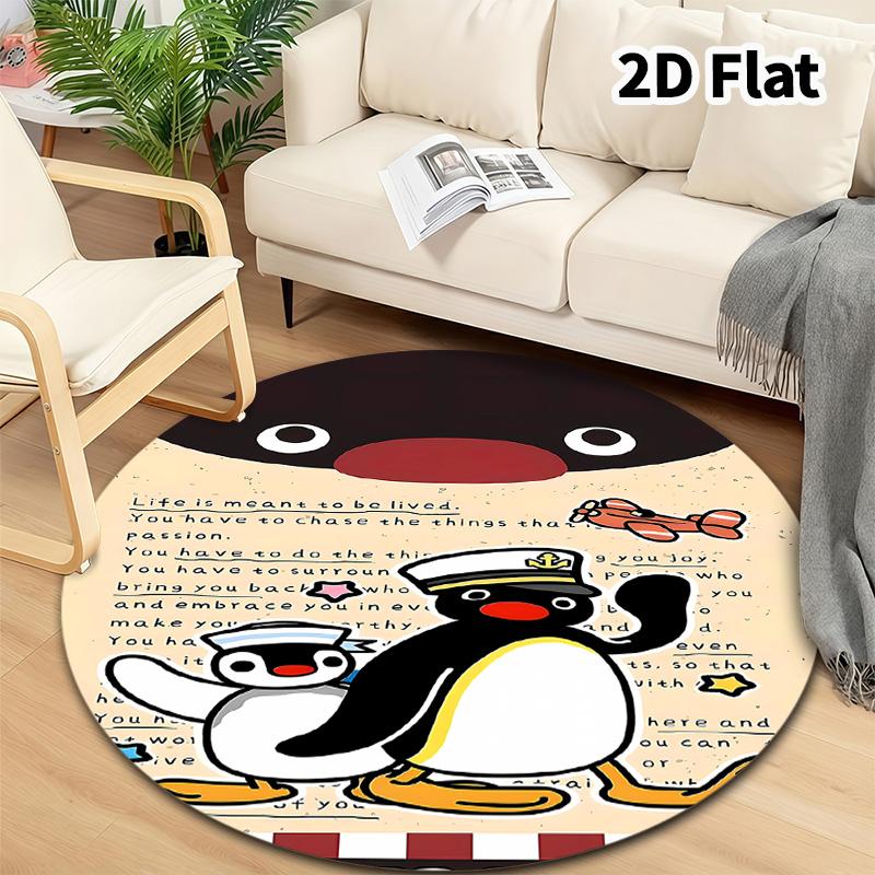 Pingu Round Area Rug Carpet Rug For Living Room Bedroom Sofa Playroom Decor Nonslip Floor Mat