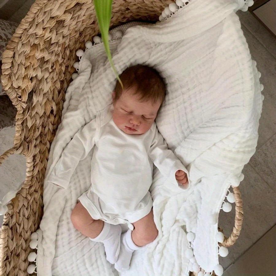 

BZDOLL 50 см 20 дюймов Кукла Реборн 3D-расписанная кожа с видимыми венами Мягкие виниловые конечности Тканевое тело Игрушка Как настоящий спящий новорожденный Милый подарок на день рождения cloth body doll