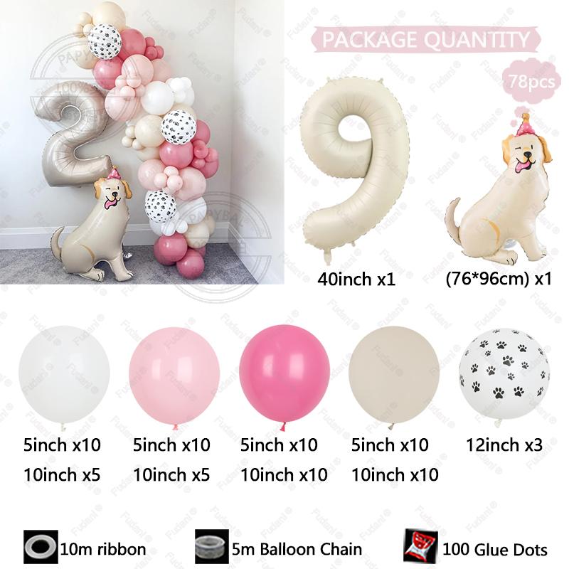 

78pcs New Standing 3D Cartoon Dogs Claw Bulldog Shepherd Poodle Puppy Pet Theme Birthday Party Decoration Forest Animals Balloon 40inch