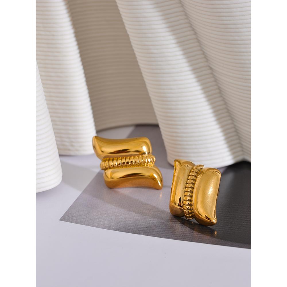 Eetit 316L Edelstahl Geometrische Wasserdichte Ohrstecker Gold Farbe Textur Mode Frauen Vintage Charme Schmuck Gala Geschenk