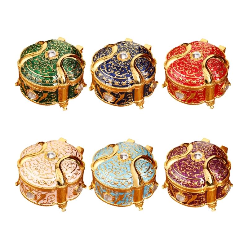 Decorative Enameled Metal Keepsakes Container For Home Office Organization Artistic Display Case Desk Organiser