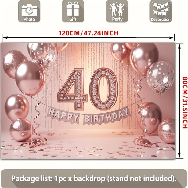 Piano 2D - Banner Decorativo in Poliestere Oro Rosa per 40° Anniversario