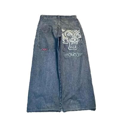 Jeans en Denim pour Homme Coupe Droite Jambe Large Décontracté Streetwear Style Hip Hop Mélange de Coton Taille Moyenne