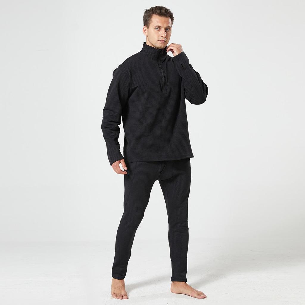 2023 Men's Military Eagle Tactical Thermal Underwear Suit - Stand-up Collar, Plus Velvet, Warm, Elastic, Thick Long Sleeves