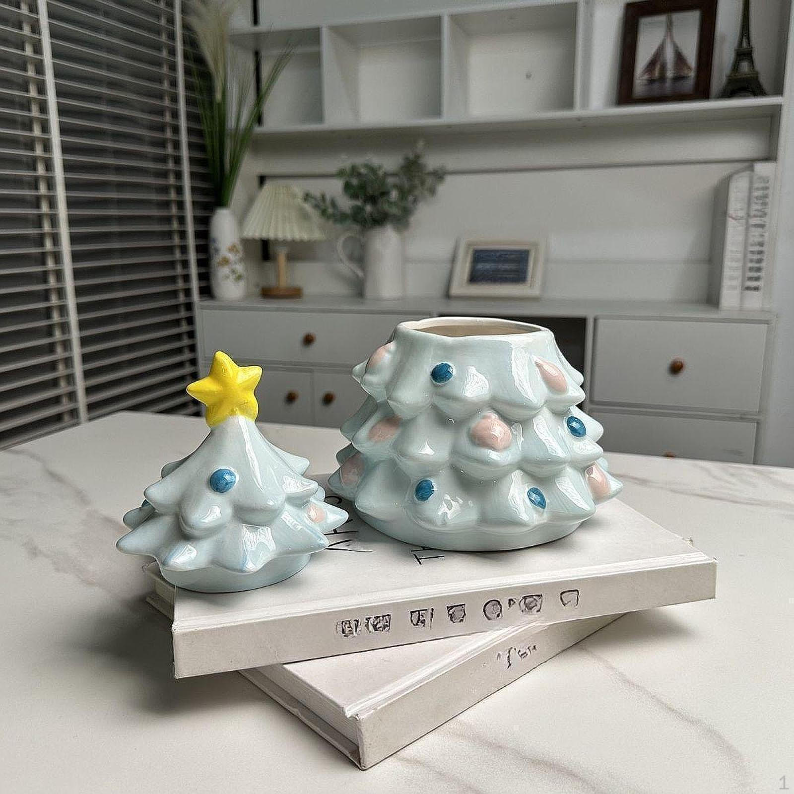 

Банка для конфет с рождественской елкой, крышка для хранения сладостей, украшение, подарок