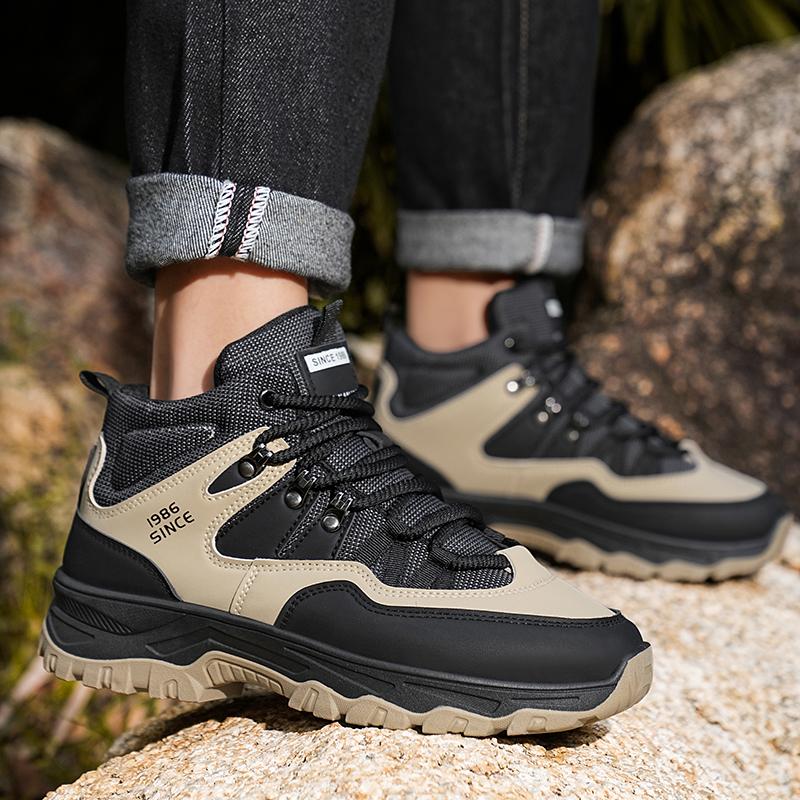 Wanderschuhe Herbst und Winter rutschfeste Outdoor-Stiefel Herrenmode lässige Soft-Sohlen High-Top-Stiefel Arbeitsstiefel Wüstenstiefel