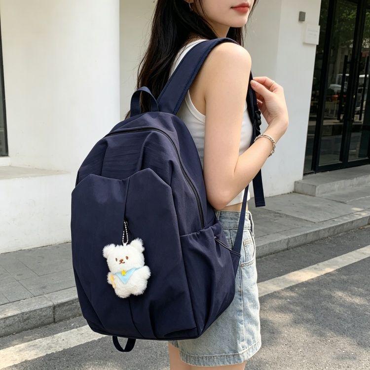 Schoolbag Large Capacity Versatile Student School Bag Casual Backpack Junior High School Dibai Solid Color Backpack Simple Travel High School Student