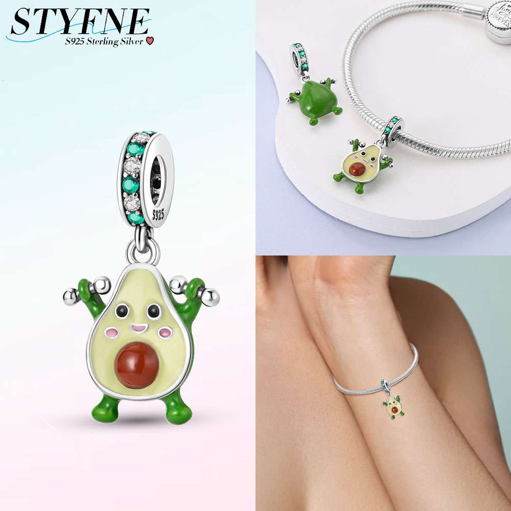 Exquisite Original Copper Strawberry Cherry Apple Avocado Fruit Charms Bead Fit Diy Bracelet Birthday Jewelry Fine Gift