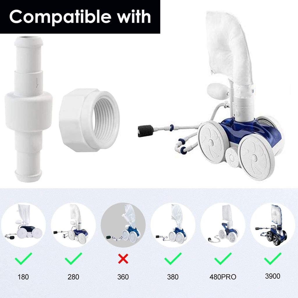 Manguera Giratoria Versátil Limpiafondos D20 y Kit de Tuerca de Manguera D15 Reemplazo Para Zodiac Polaris 280 180 380 3900 Limpiafondos (Paquete de 9)