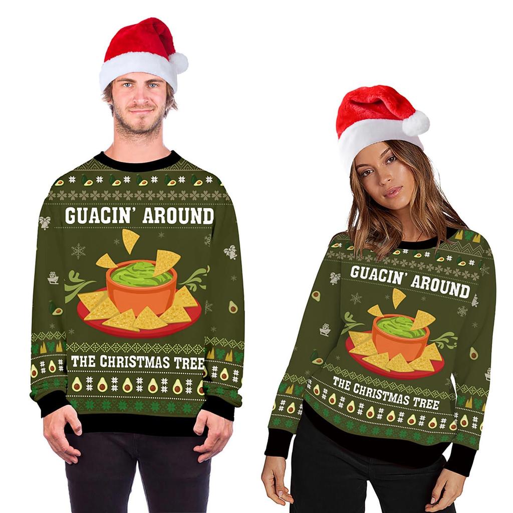 Unisex Men's 3D Printing Creative Round Neck Casual Long Shirts Top Blouse