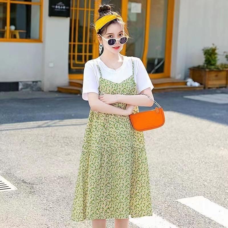 Maternity Clothes New Dress Floral Zou Ju Spring and Summer Thin Fake Two Loose Large Size Medium and Long T-shirt Skirt