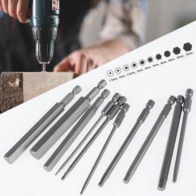 10Pcs 1/4" Hex Bits Driver Tamper Proof Security Drill Magnetic Bit Set Torx Screwdriver Flat Head High Quality 100mm
