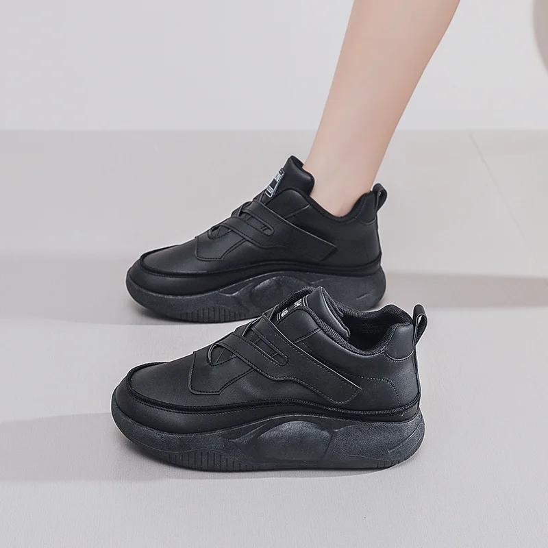 PU Leather Tied Women Sneakers Size 36 Oxford Heels 33 Shoes White Sneakers Platform Sport High End Pas Cher Tenisky