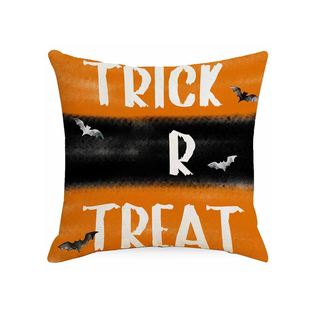 Halloween Decorative Linen Throw Pillow Cover With Single Sided Print (Pillow Insert Not Included)