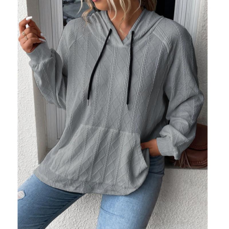 

Осень 2025 Новый Стиль, Женская Повседневная Толстовка, Жаккард, Большой Размер, Свободный Крой, Толстовка с Капюшоном, Осень и Зима Внутренняя часть, Простой Дизайн S серый