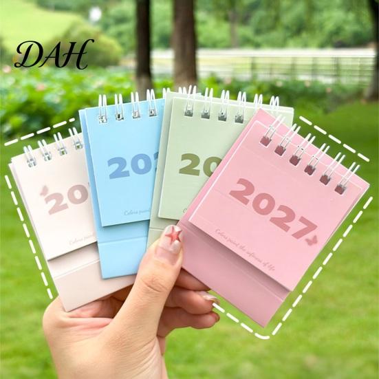 Portable Desktop Organizer Mini Desk Calendar 2027, Jan. 2027 to Dec. Standing Flip Small Morandi Color Table Calendar, 12 Monthly Planner with