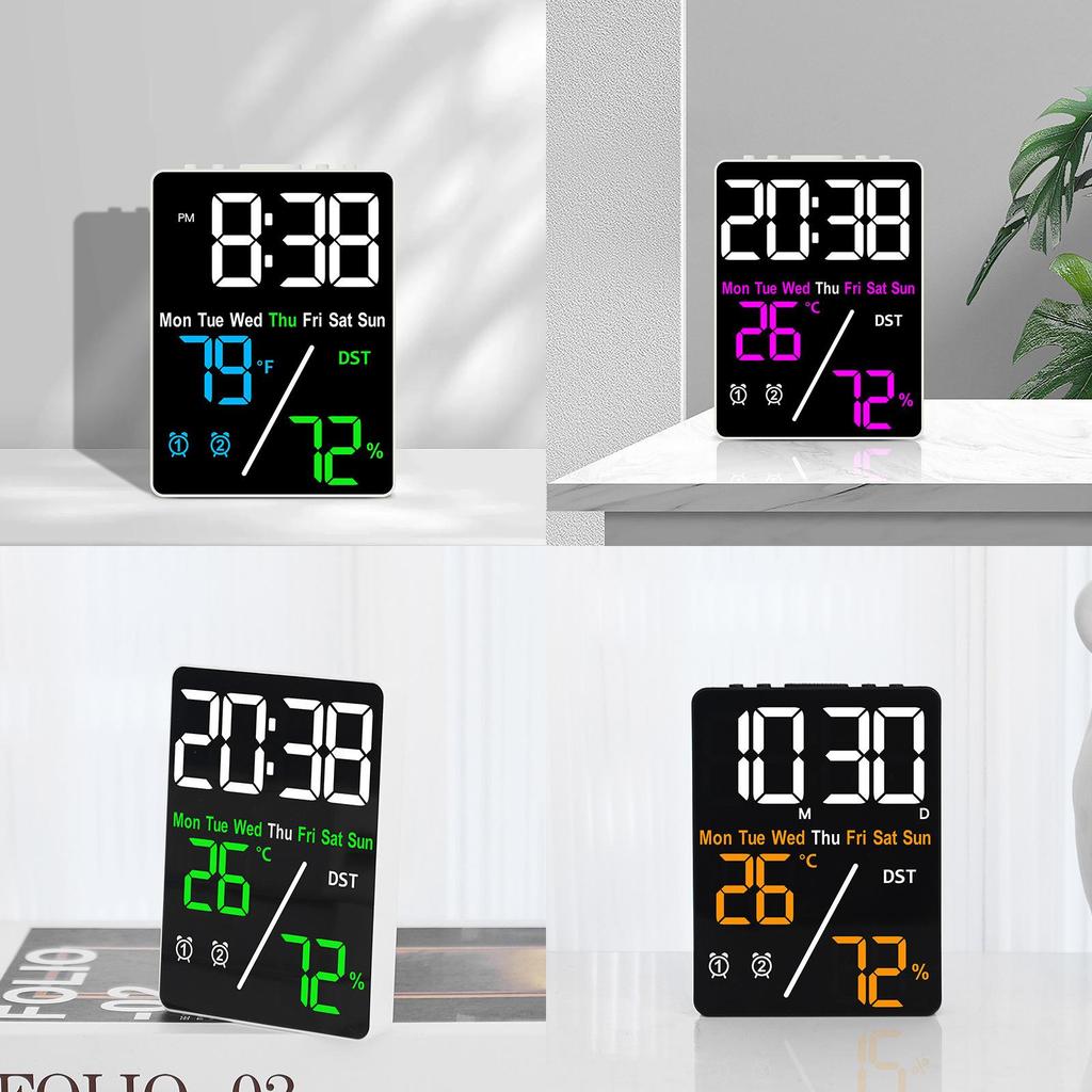 Modern Minimalist Digital Alarm Clock With Temperature And Humidity Display For Home Use