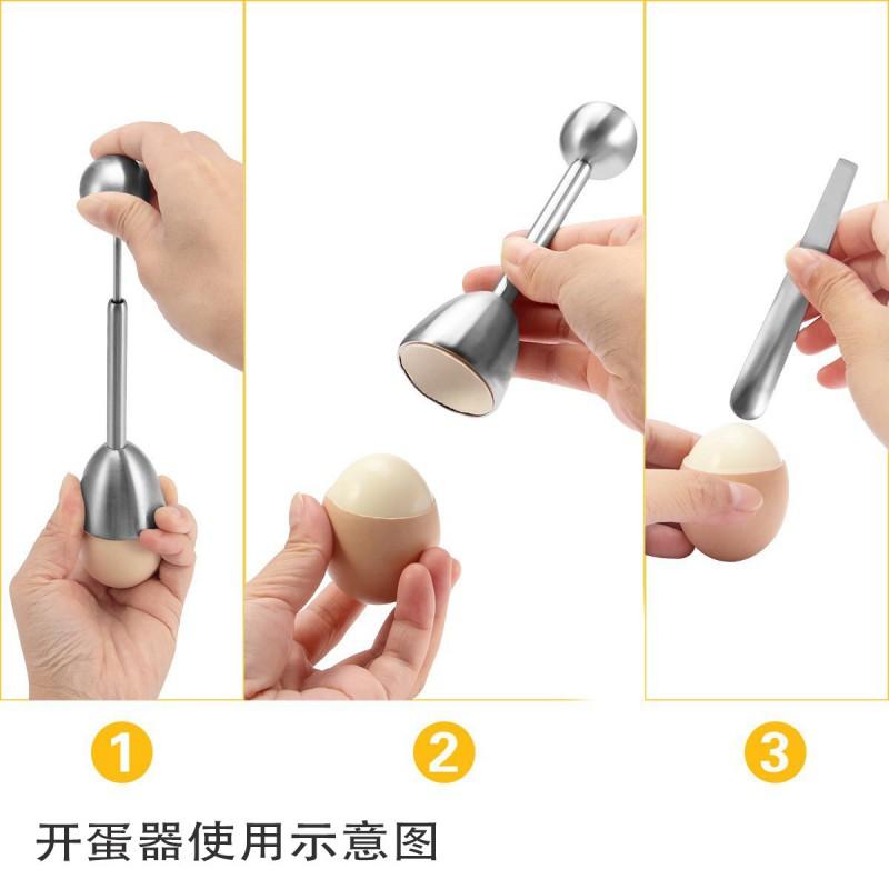304 Stainless Steel Egg Opener 5-Piece Set Cracker Tool With Cup Spoon