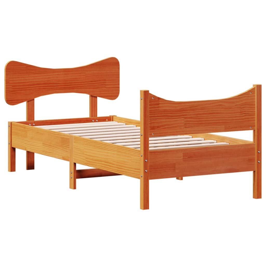 Solid Wood Bed without Mattress Wax Brown 75x190 cm Pine Wood