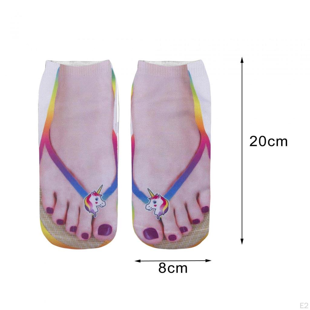 3D Pattern Socks Women Print Manicure Flip Flop Casual Personalized for