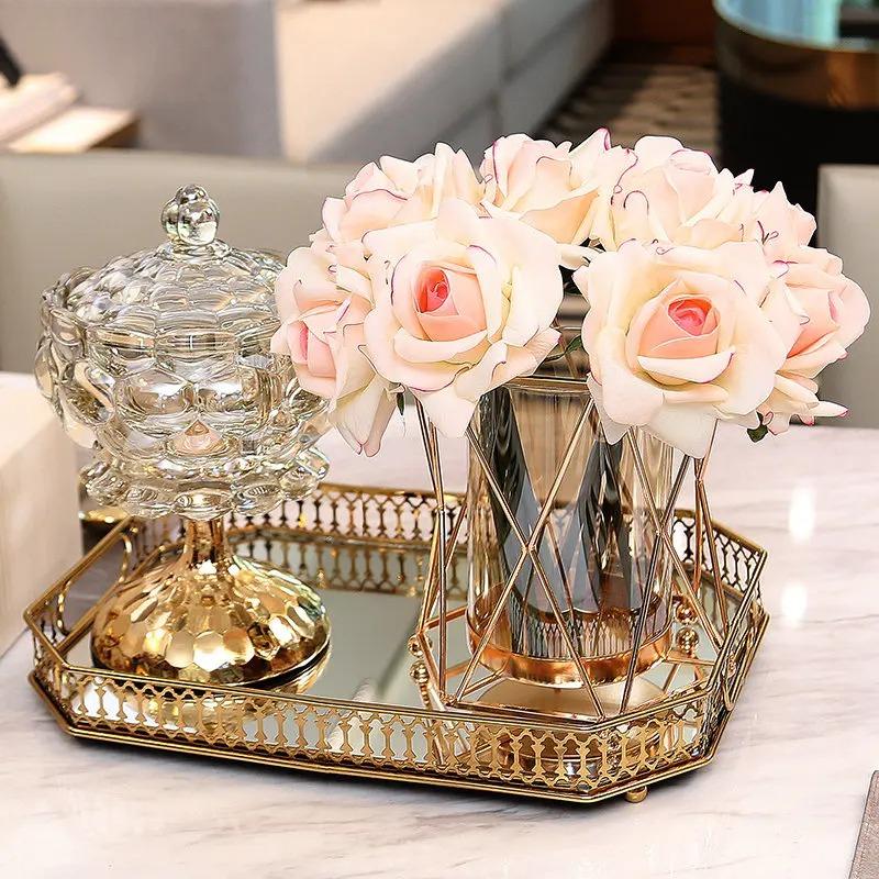 Glas-Vorratsglas mit Deckel Tee-Kaffee-Dosen Snack-Süßigkeiten-Gläser Metallbasis Einfache Hausküche Lebensmittel-Aufbewahrungsbehälter Küchenartikel