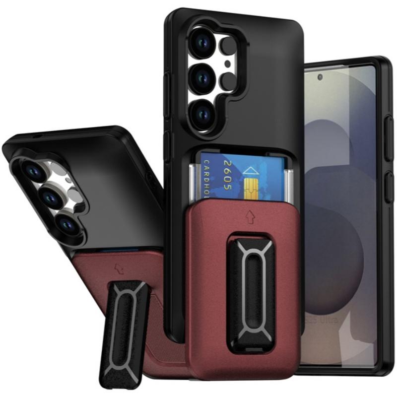 

Shockproof Hidden Slide Card Holder Wallet Phone Case For For Samsung Galaxy S22 S23 S24 S25 Ultra Plus S24FE A36 A56 Bracket Cover For Galaxy S25 Ultra