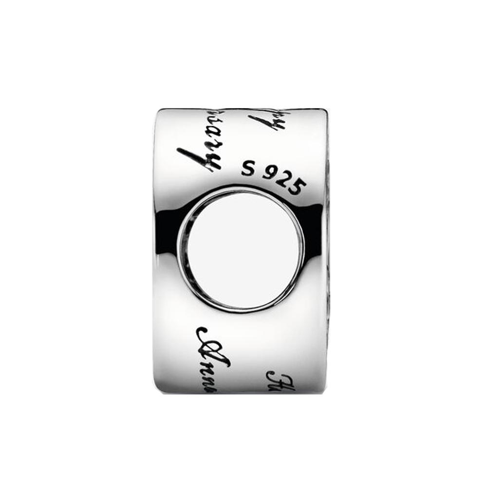 Authentic 925 Sterling Silver Round Cutout Pavé & Heart Anniversary Charm Fit Fashion Bracelet Jewelry Graduation Gift