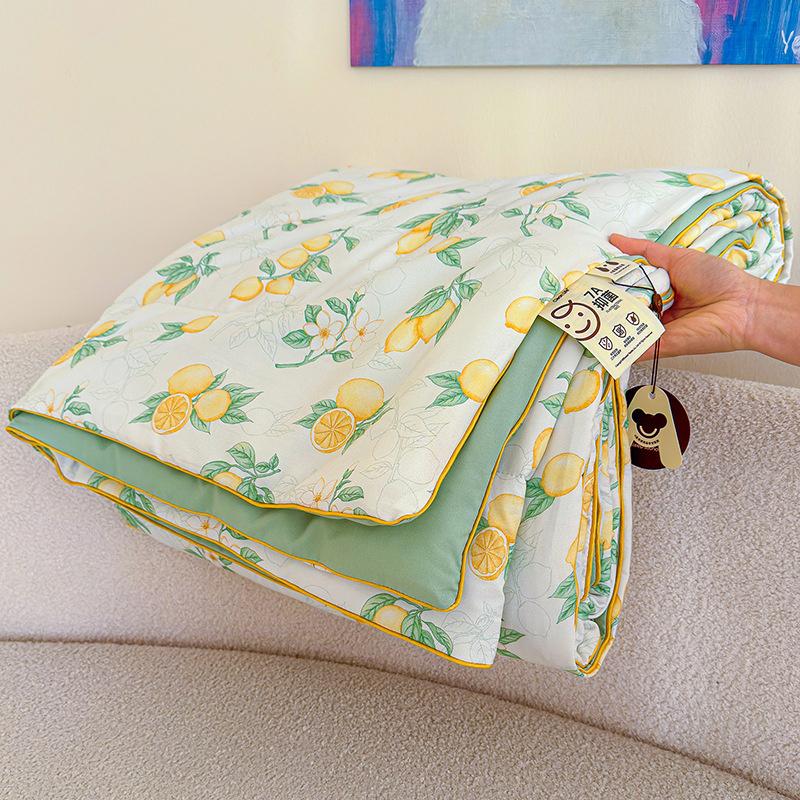 Cartoon Printed Wrinkled Yarn Summer Quilts Cozy Single and Double Air-Conditioned Quilt Cooling Breathable Home Soft Bedspread