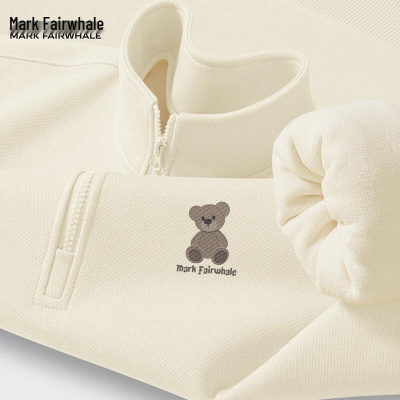 Mark Fairwhale Herren Amerikanischer Bär Fleece Halber Reißverschluss Stehkragen Sweatshirt
