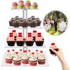 3/4 Tier Acrylic Cupcake Display Stand with LED Light Cupcake Tower Stand Multifunctional Cake Serving Platter for Party Decor
