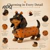 Whimsical Autumn Room Accessories Fall Harvest Dachshund Figurine Halloween Statue with Pumpkin Headband Polka Collectible Dog Lover Gifts