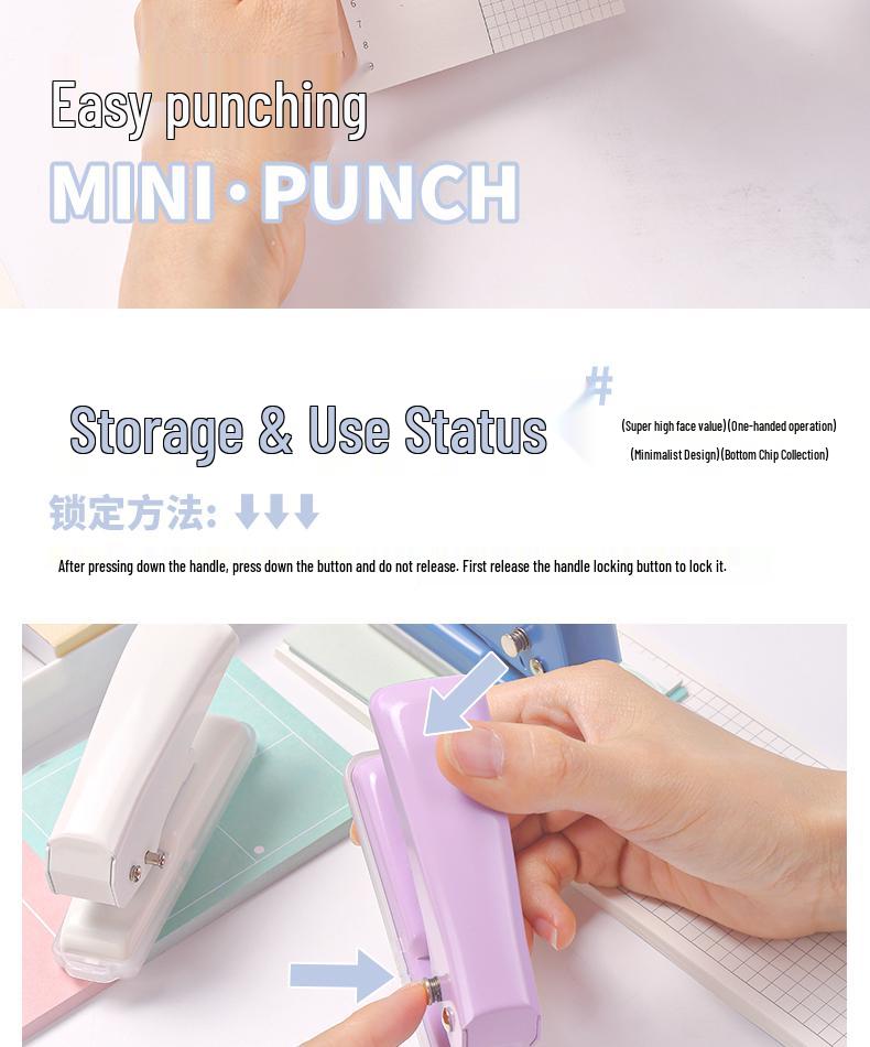 Compact 40-Sheet Loose Leaf Paper Puncher - DIY Round Hole Stationery Tool